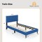 Linen Upholstered Twin Size Platform Bed with Button Tufted Headboard